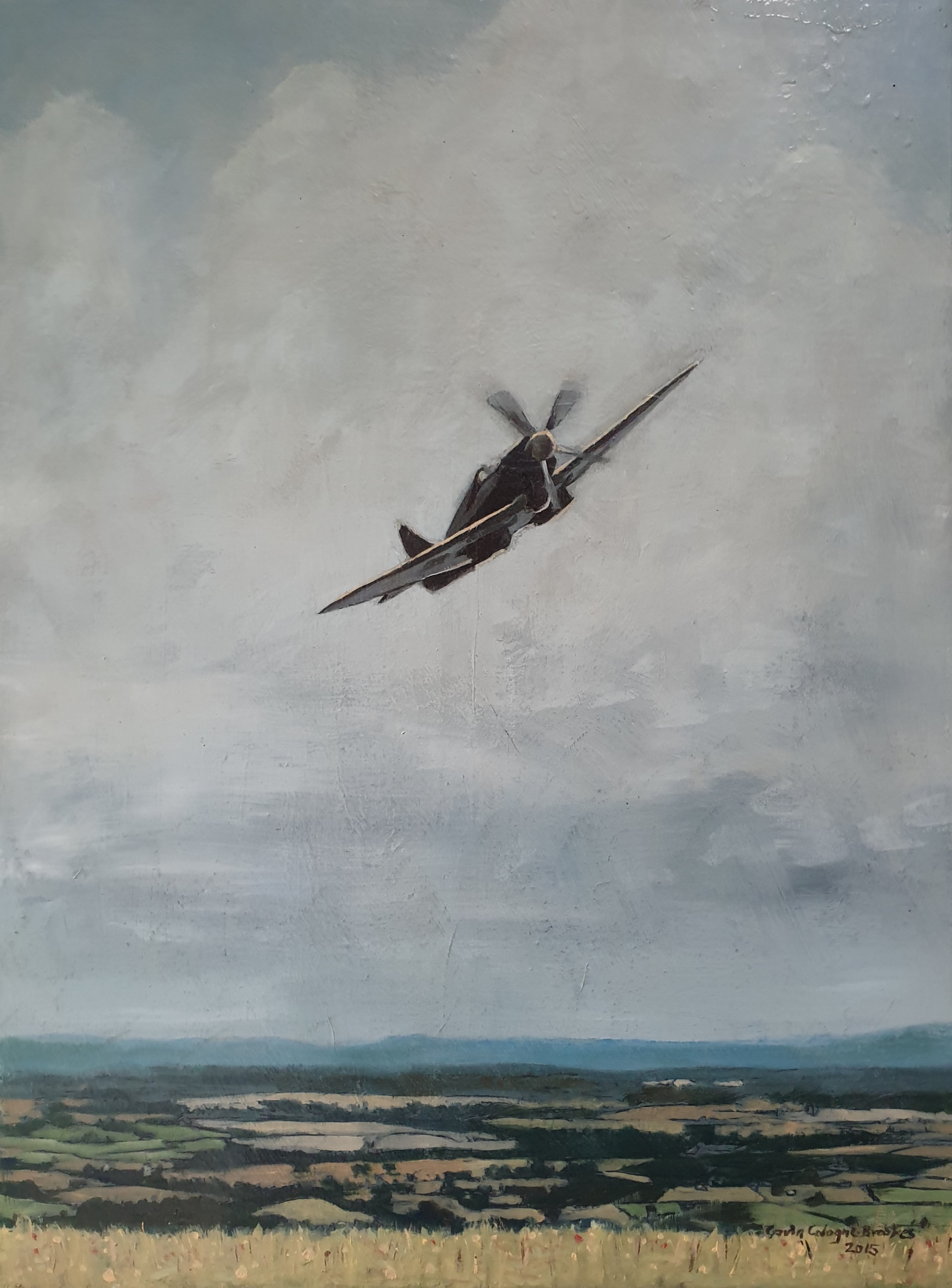Spitfire over Wiltshire - Oil Painting by Gavin Cologne-Brookes
